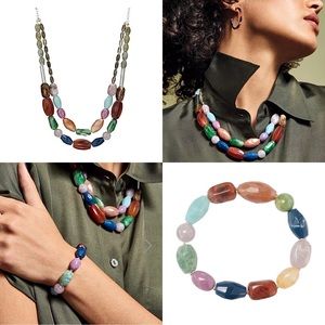 NWT, 2pc Multicolored Beaded Necklace & Bracelet, Avon.